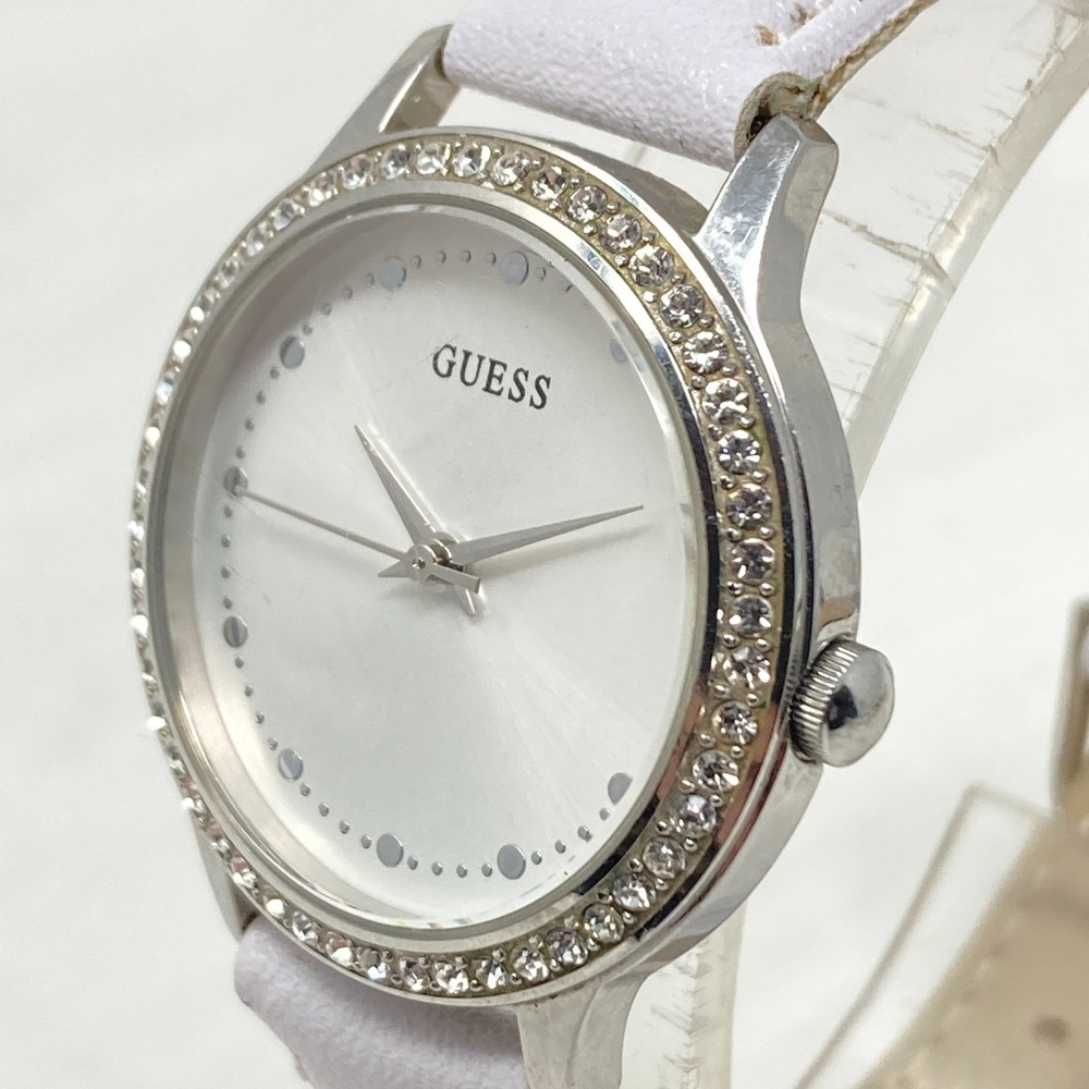 Guess Watch Women Silver Tone 31mm Crystal Bezel Bling WR Round New Battery 8.5" - Picture 4 of 16